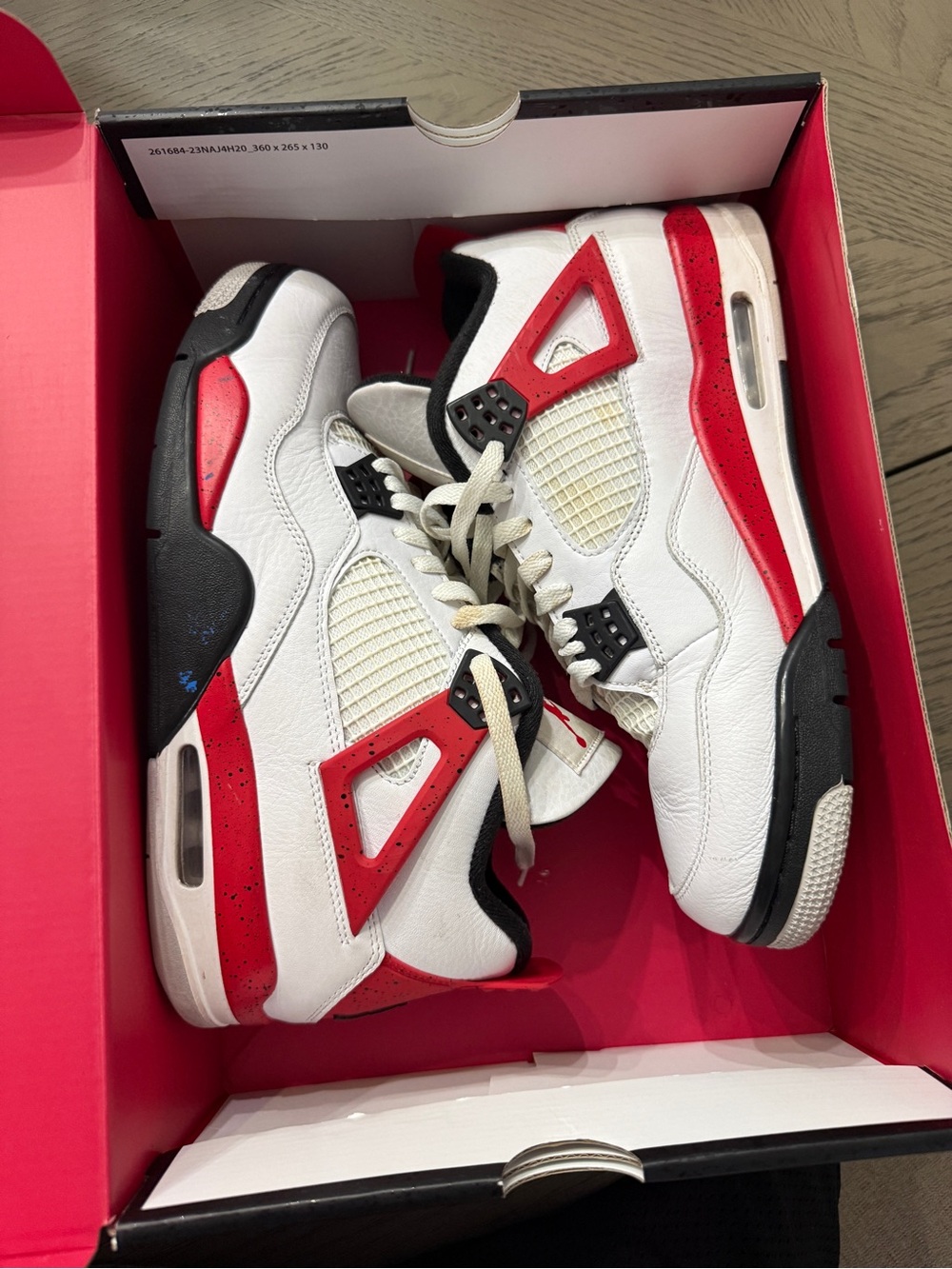 Jordan Air Jordan 4 Retro Red Cement White Black DH6927-161 Size 11.5